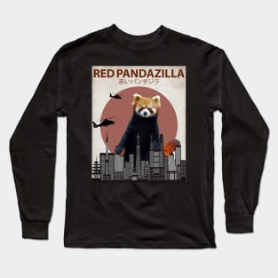 Red Pandazilla Red Panda Giant Monster Parody Long Sleeve T-Shirt